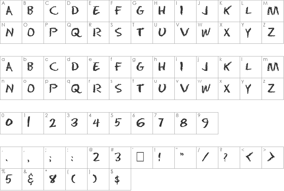 DS Eraser Cyr font character map preview