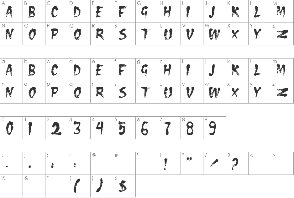 DS Eraser2 font character map preview