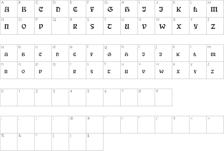 DS JugendSC Demo font character map preview