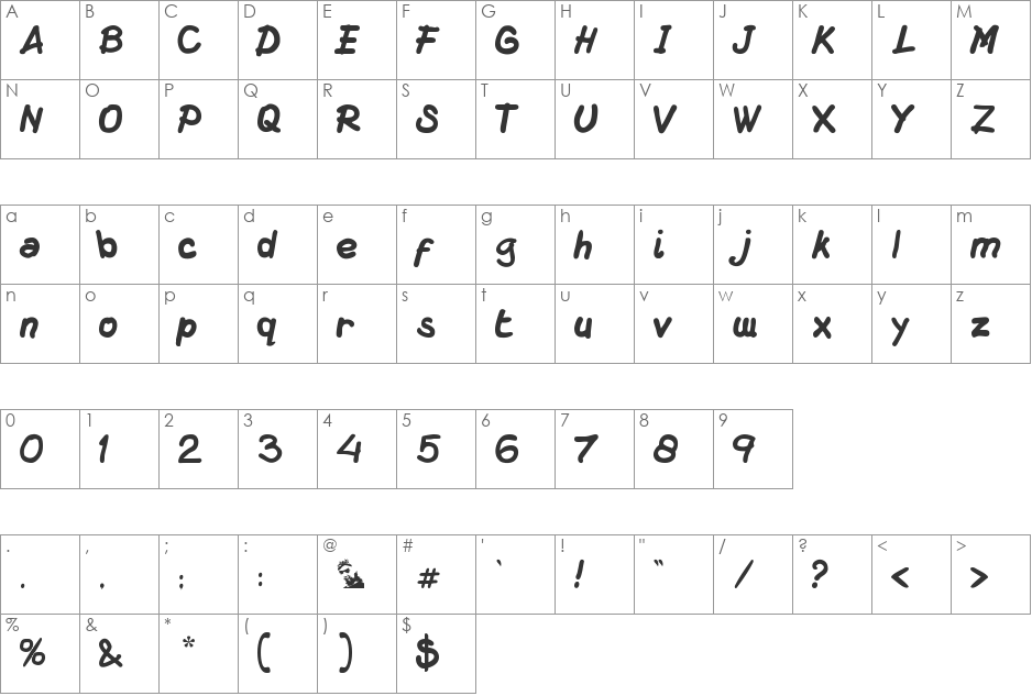 DS Macuzione font character map preview