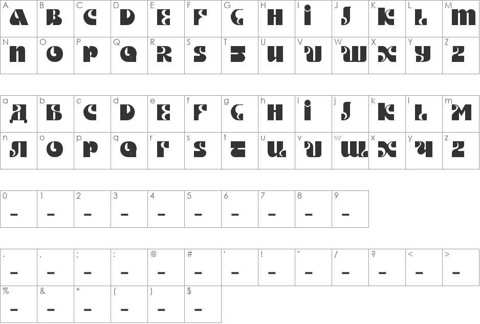 DS Motter Style font character map preview