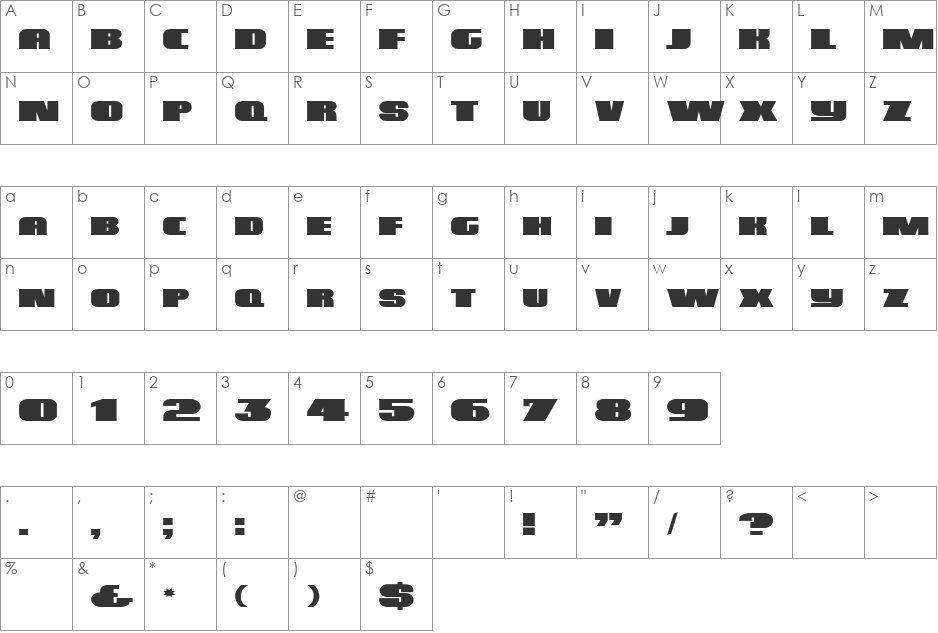 DS Poster font character map preview