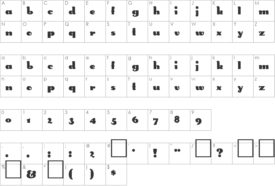 DS Rabbit font character map preview