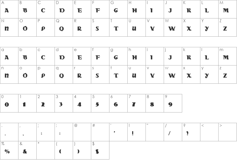 DS Rada font character map preview