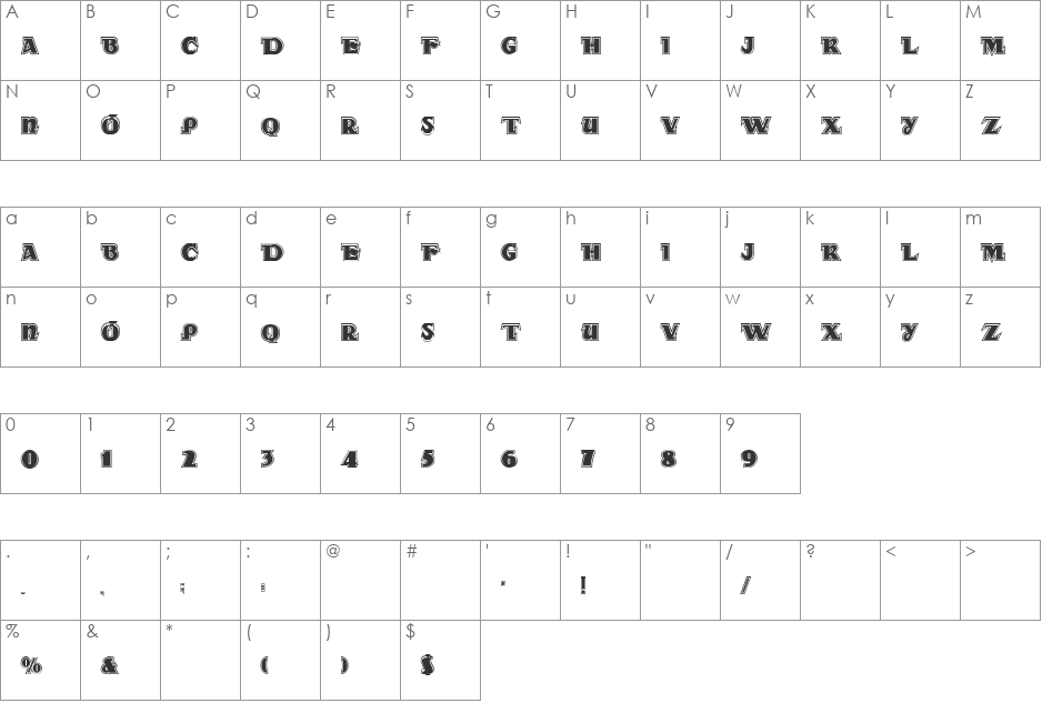 DS Rada_Double font character map preview
