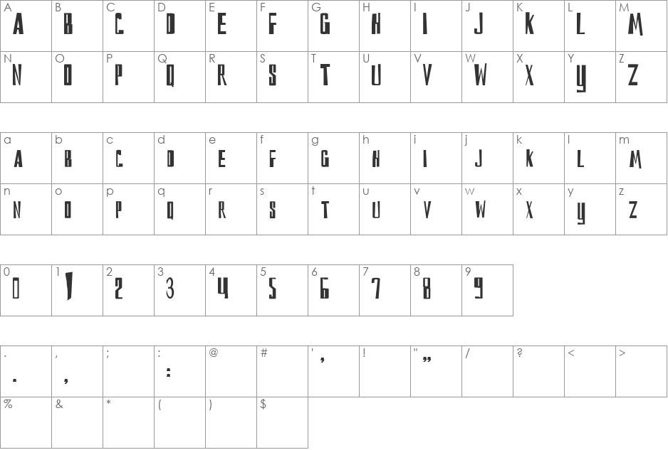 DS Reckoning Cyr font character map preview