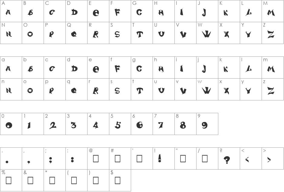 DS Sharper font character map preview