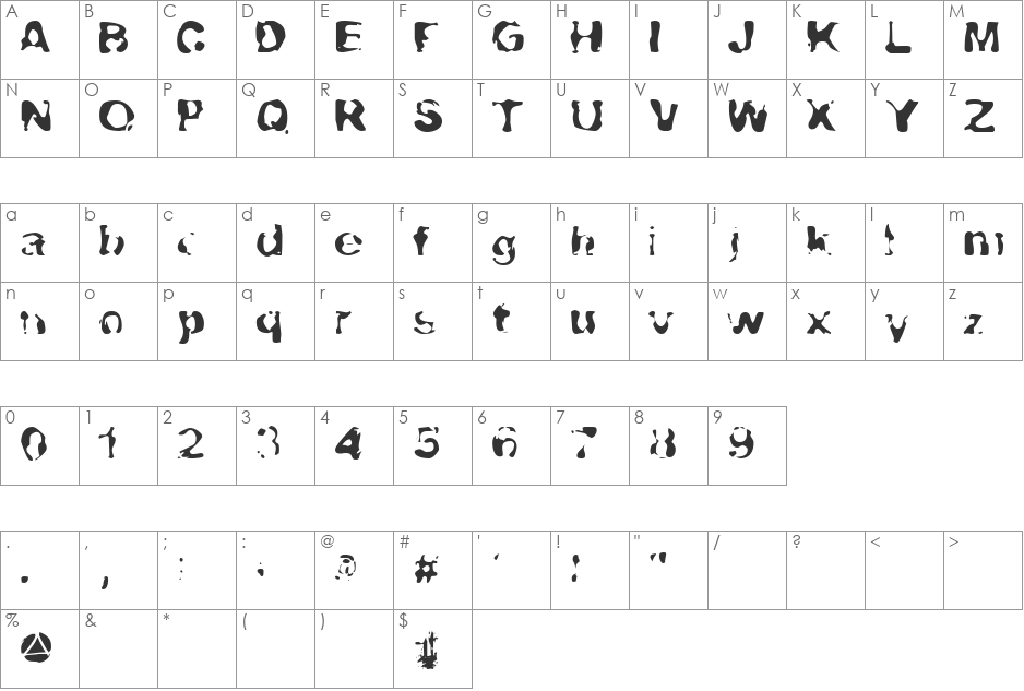 DSL Highway font character map preview