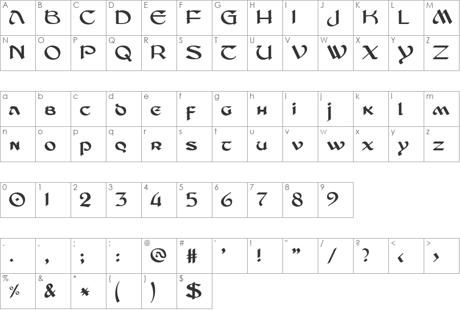 DS_Celtic-2 font character map preview