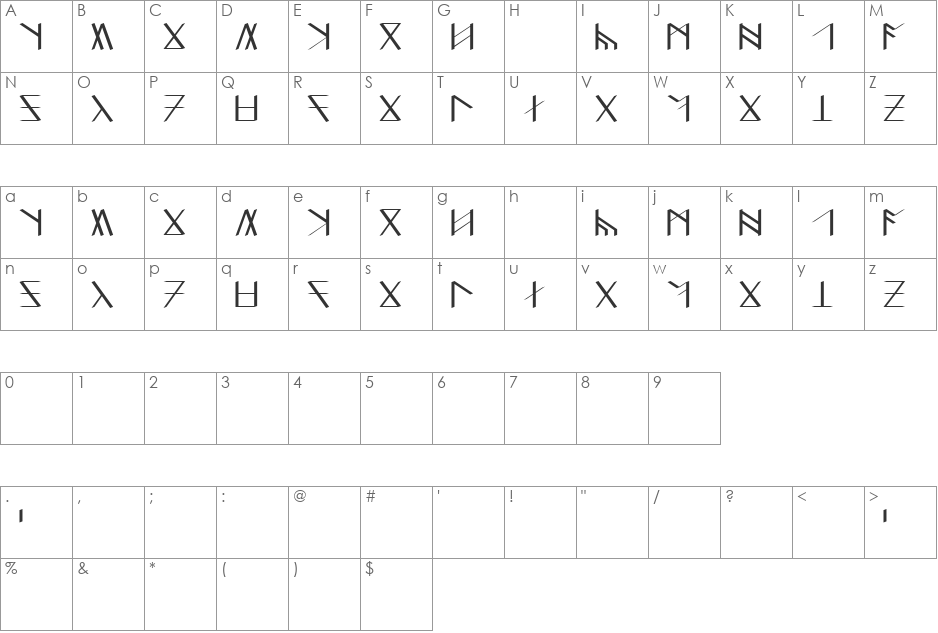 DS_Kha'zuldum font character map preview