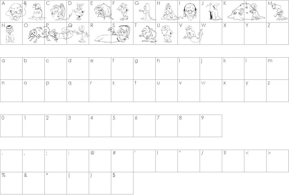DT Mi X Yvs font character map preview