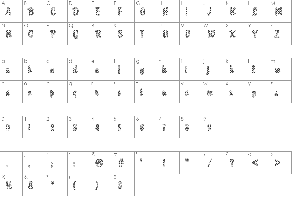 DTCBrodyM09 font character map preview