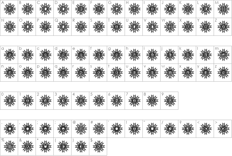 DTCBrodyM50 font character map preview