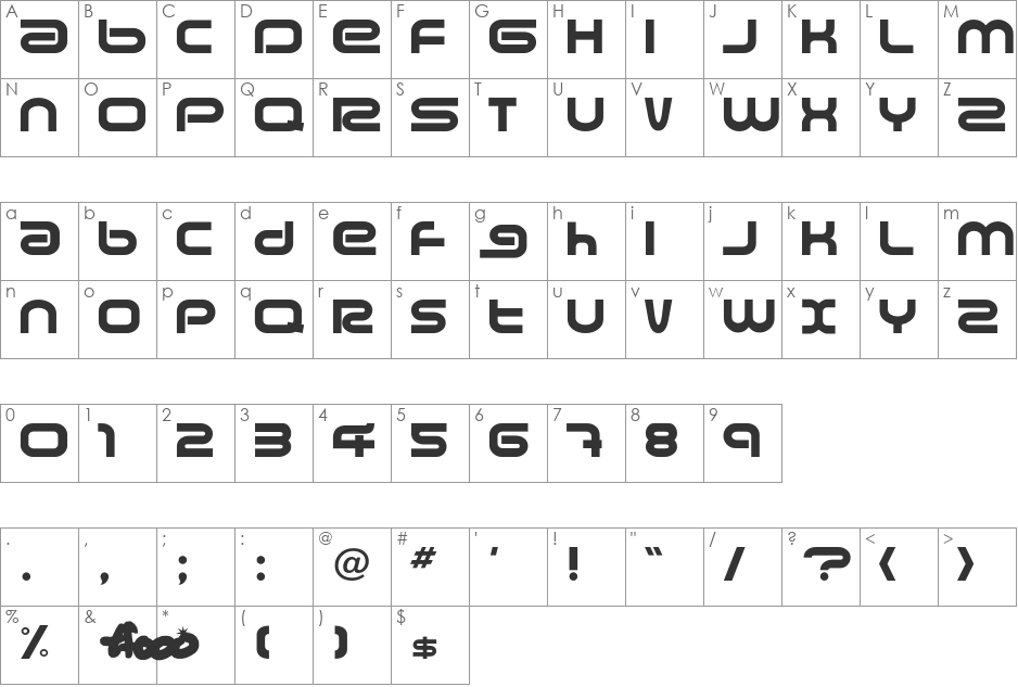 AmalgamaX font character map preview
