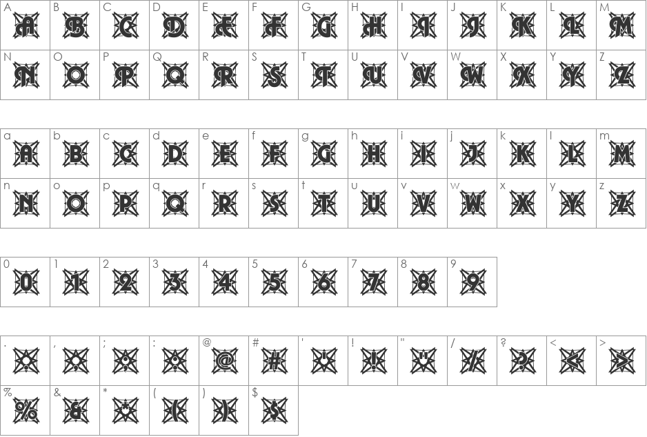 DTCPlazaM49 font character map preview