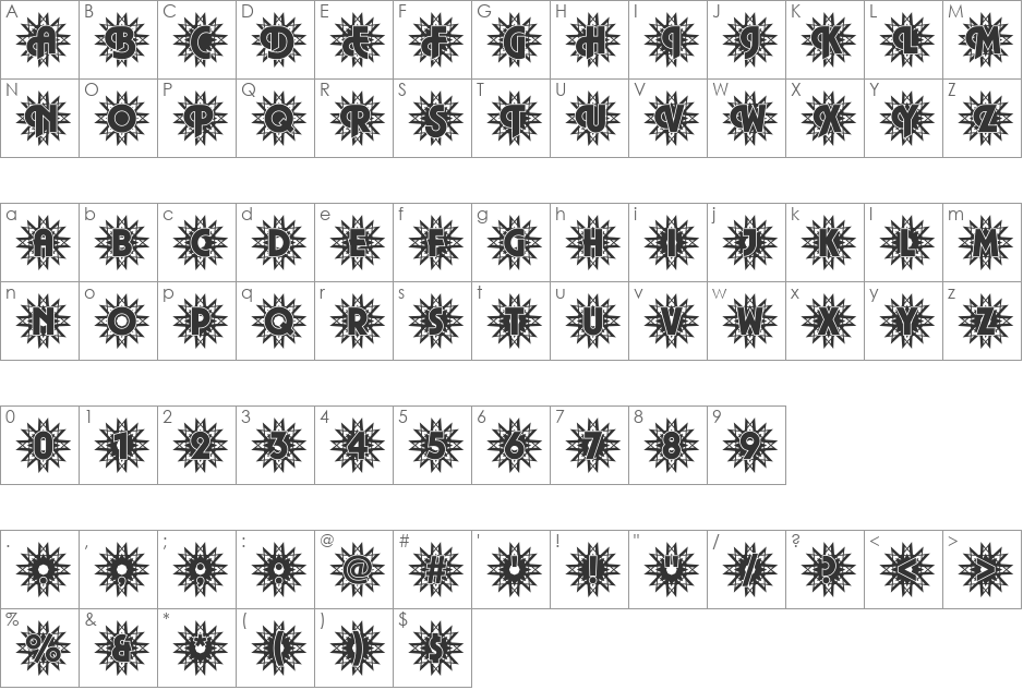 DTCPlazaM50 font character map preview