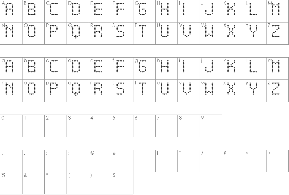 Amame tfb font character map preview