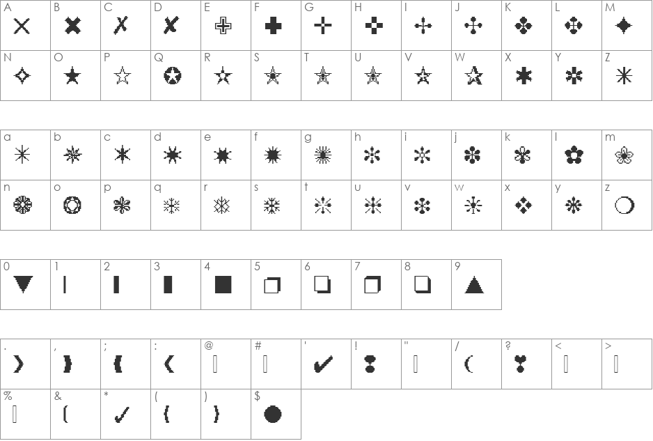 DTCRoughX02 font character map preview