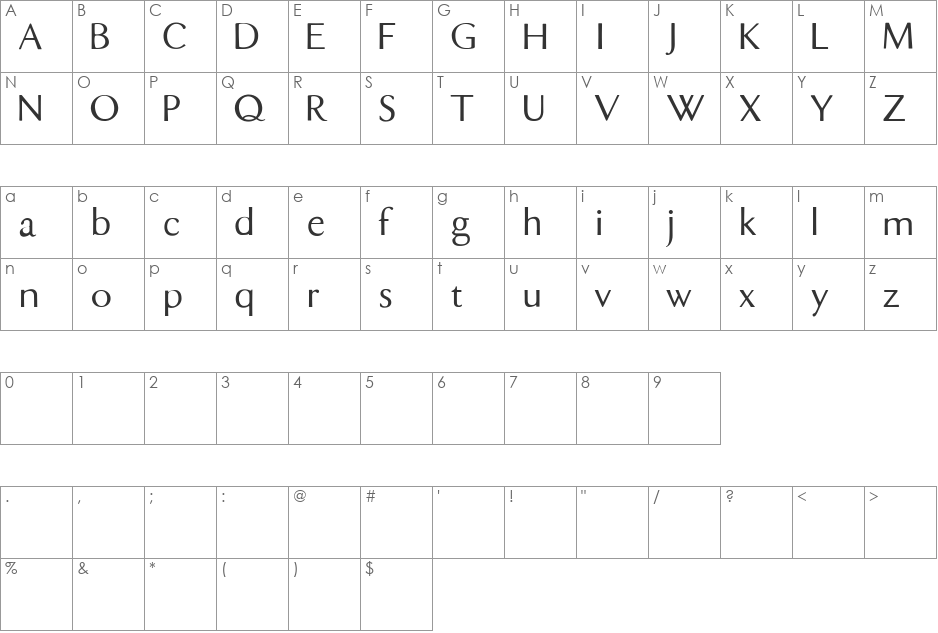 DualisLite font character map preview