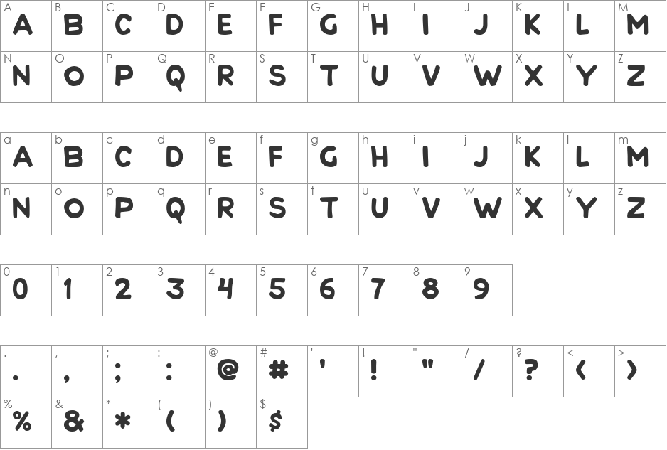 Duarte Juramento font character map preview