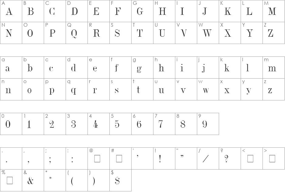 DubielPlain font character map preview