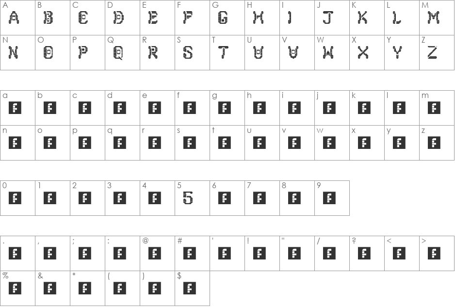 DUBIOUS font character map preview