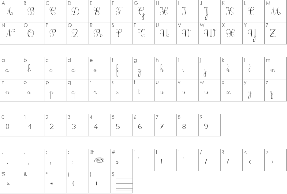 DuCahier 2 font character map preview