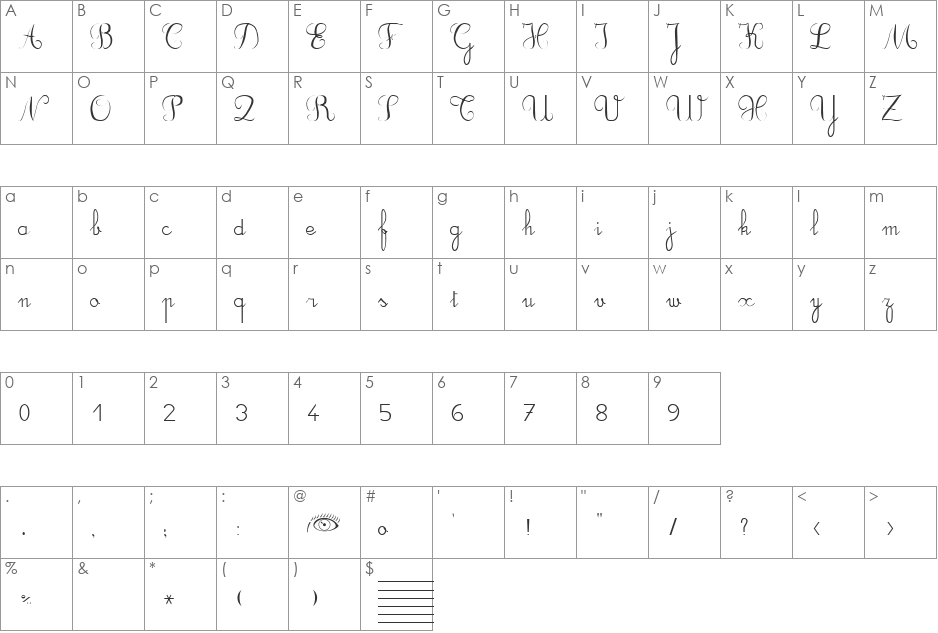 DuCahier xp font character map preview