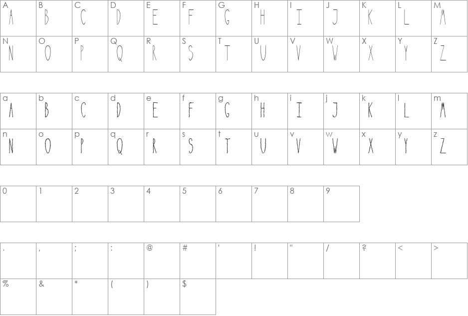 Ducatus font character map preview