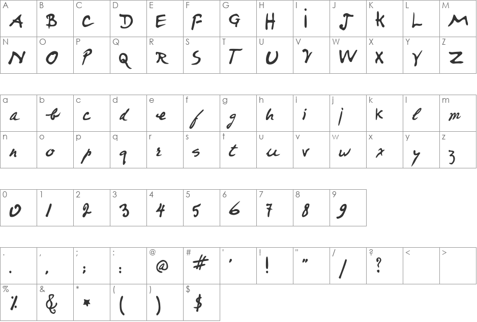 Duchamp font character map preview