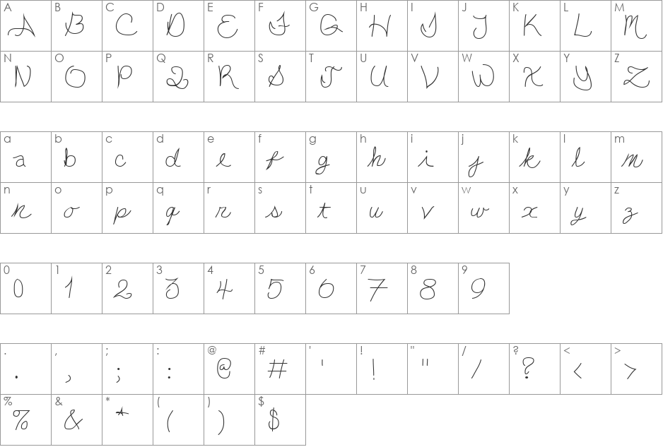 Ducky font character map preview