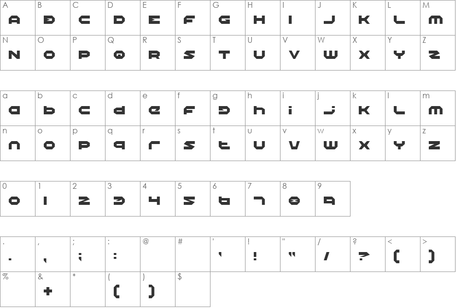 Dudu font character map preview