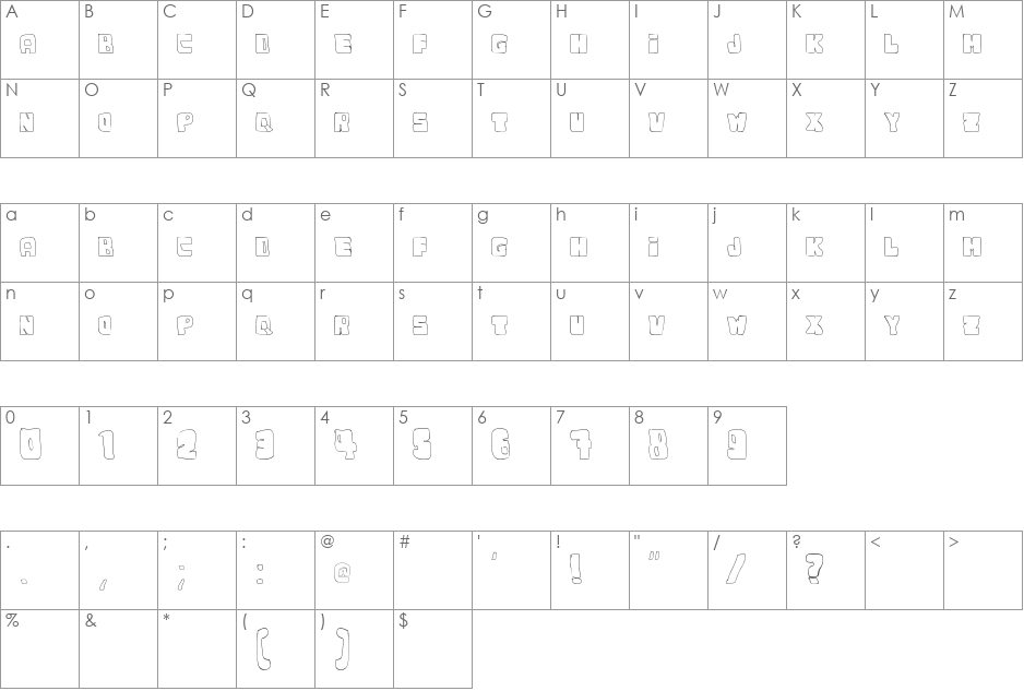 dudufont font character map preview