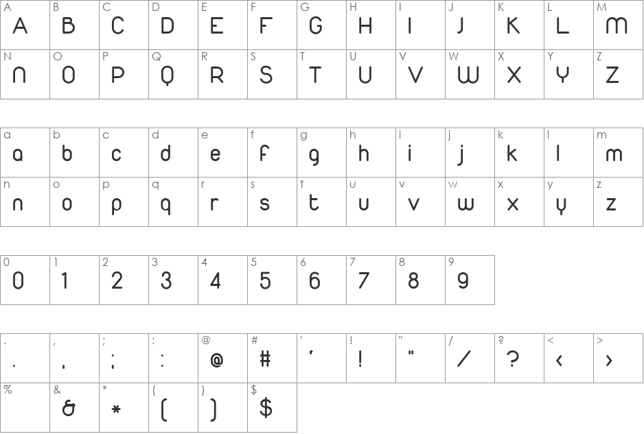 Duepuntozero bold font character map preview