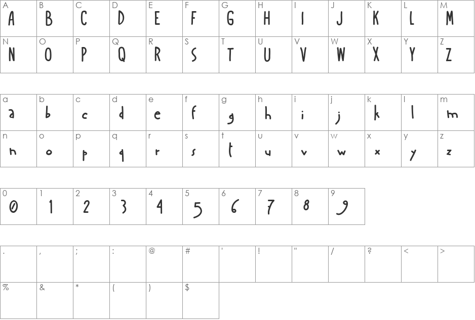 AManoBoldensada font character map preview