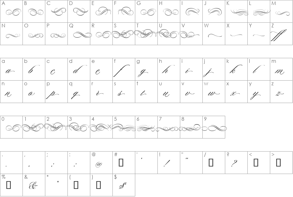 DuetII font character map preview