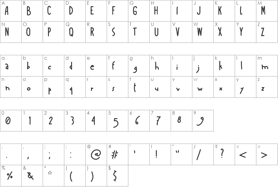 AManoBoldensada font character map preview