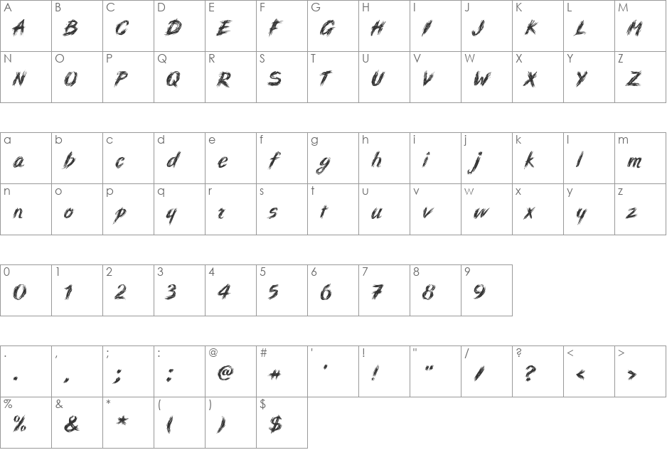 DuMathieu font character map preview