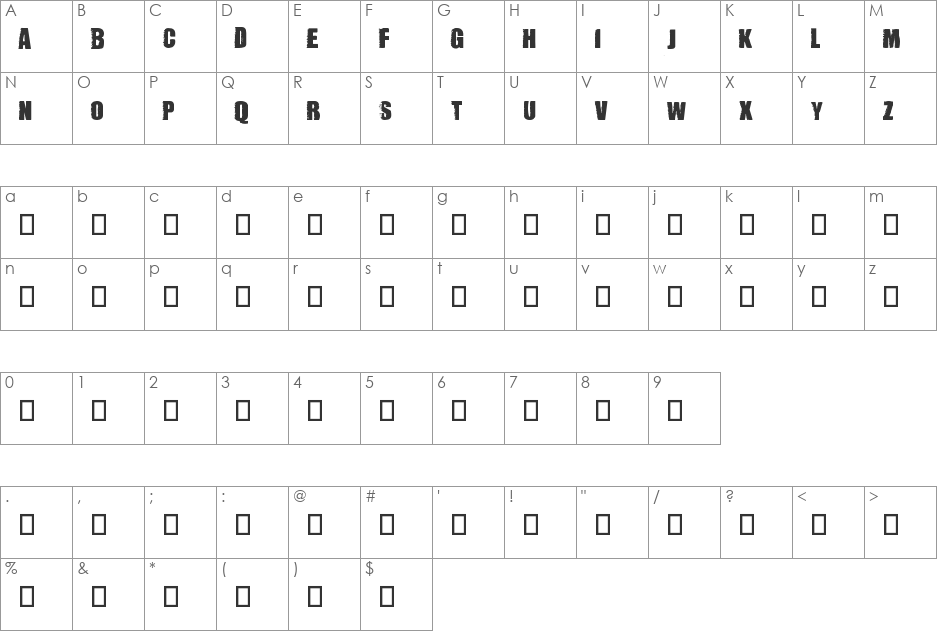 DUMMY font character map preview