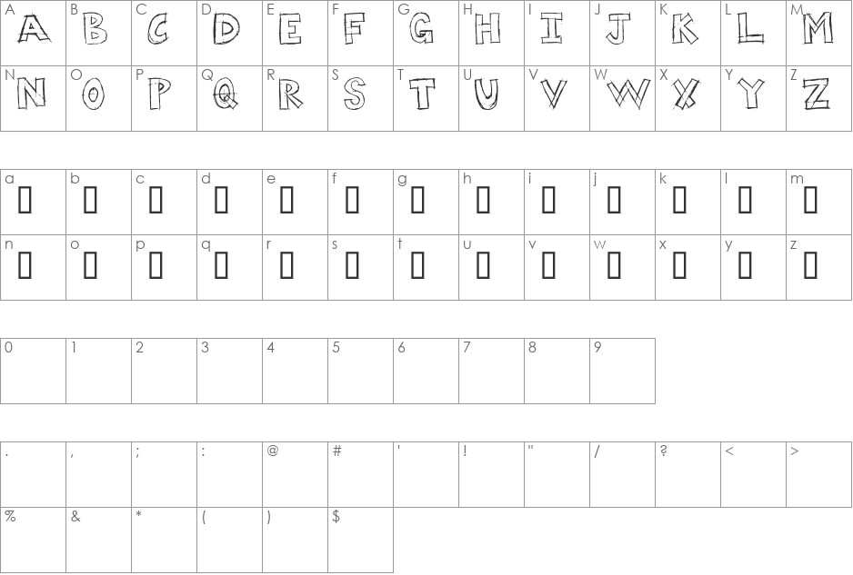Dumpster Diver font character map preview
