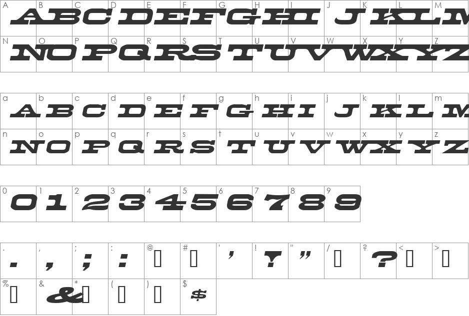 DuncanExtended font character map preview