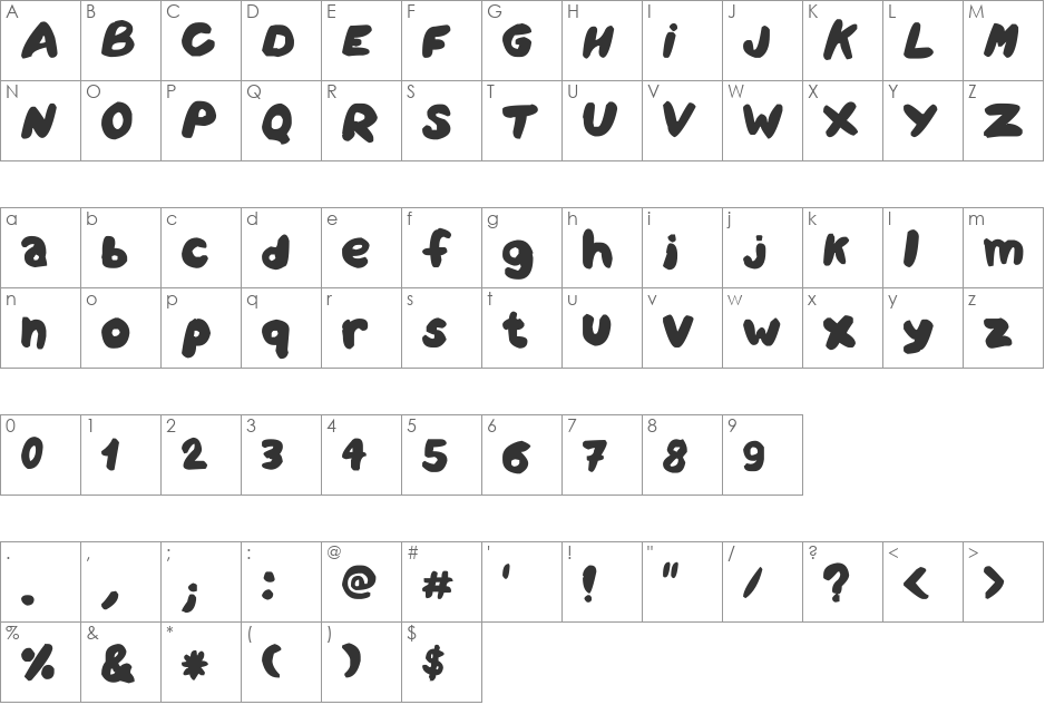 Amareleta font character map preview
