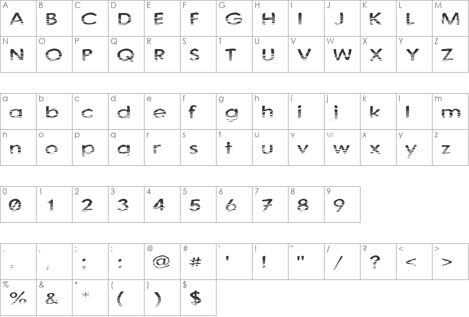 Dunes font character map preview