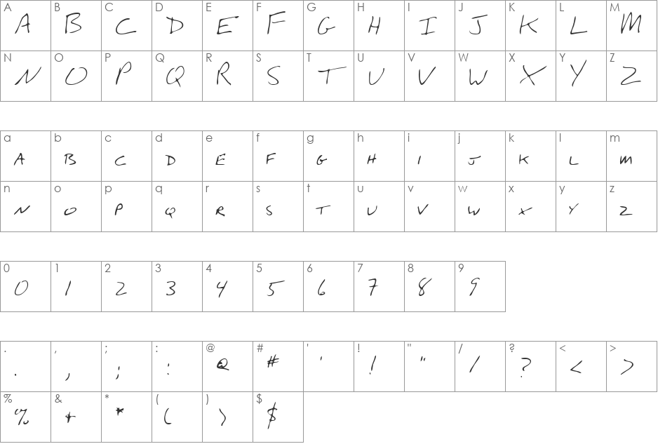 Dunsay font character map preview