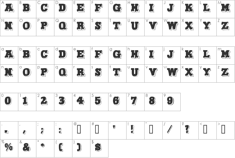 Duo Dunkel font character map preview