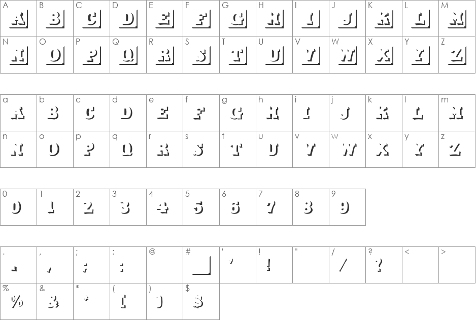 DuodezInitialen font character map preview