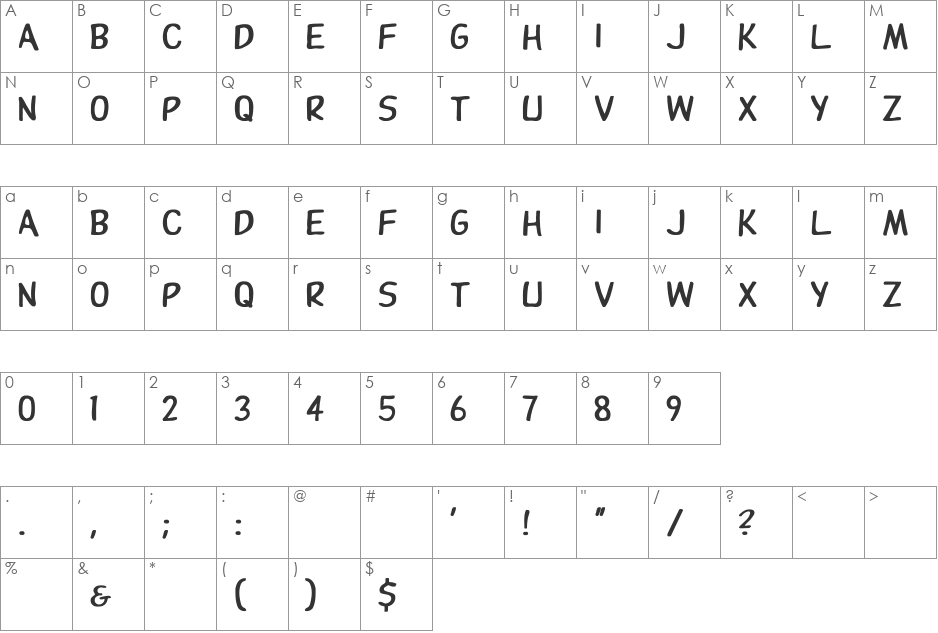 Dupuy Bold font character map preview