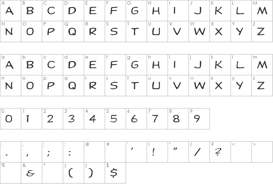 Dupuy Ex font character map preview