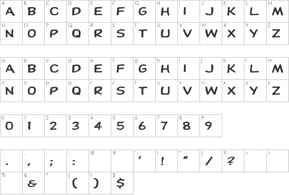DupuyHeavy Ex font character map preview