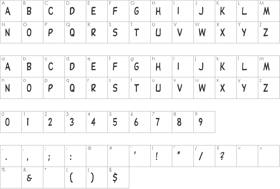 DupuyHeavy Th font character map preview